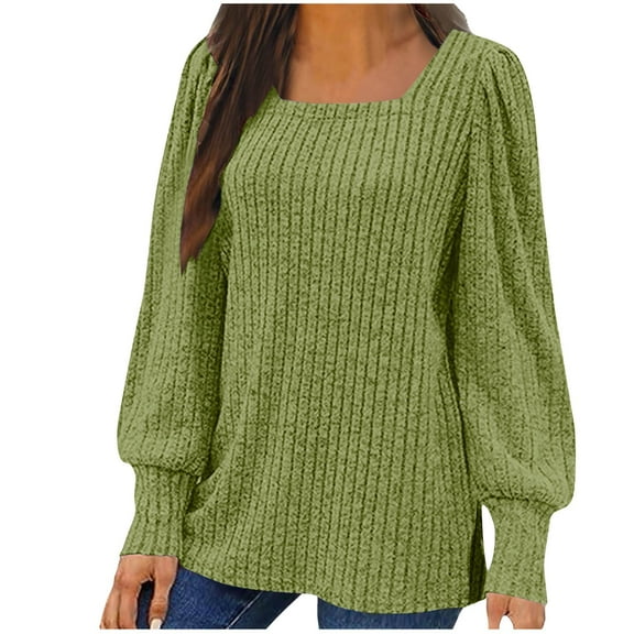 Womens Long Sleeve Tops Plus Size Solid Color Neck Casual Long Sleeved Loose T Shirt