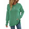 thumbnail image 1 of Womens Long Sleeve Tops Ribbed Loose Fit Oversized Sweatshirts with Side Slit High Low Hem Fall Outfits Green XXL, 1 of 5