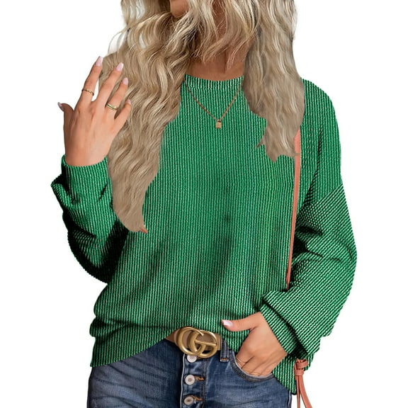 WUJINXIA Womens Long Sleeve Tops Round Neck Dress Shirts Casual Basic Pullover