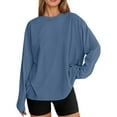thumbnail image 1 of Womens Long Sleeve Tops Shirts Fashion Oversized Casual Basic Crewneck Fall Clothes for Women Tees Blouses, 1 of 6