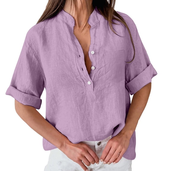 Womens Long Sleeve Tops Solid V Neck Short Sleeve Daily Casual Basic Trendy Tops