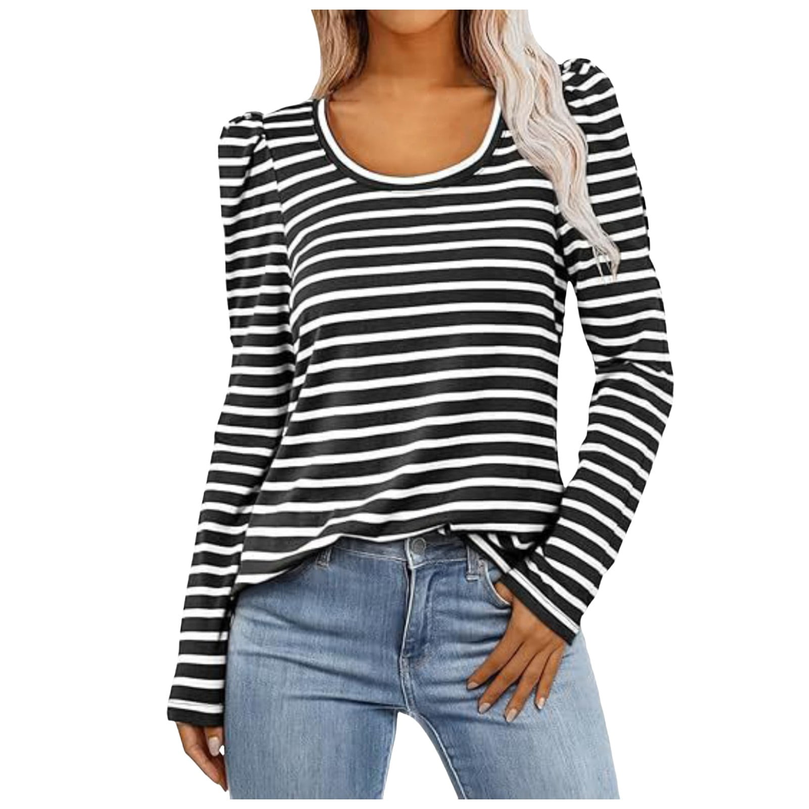Floerns Women's Colorblock Stitching Trim T-Shirt - Loose Fit Short Sleeve Crew Neck Casual Top - View #6
