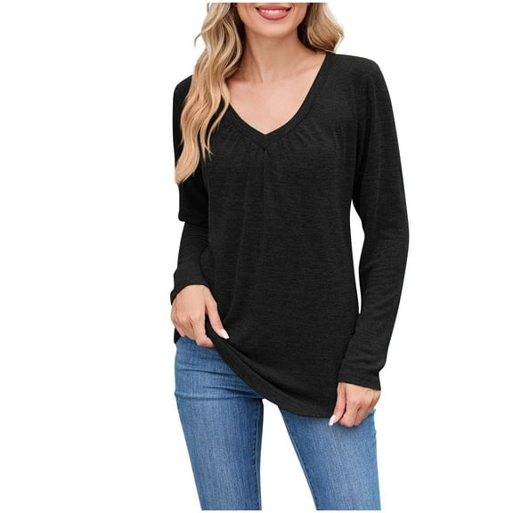 Womens Long Sleeve Tops T Shirts V Neck Casual Top Comfortable Shirt Soft Basic Tees Women Blouses Pullover