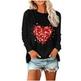 thumbnail image 1 of Womens Long Sleeve Tops Valentine's Day Crewneck Sweatshirts Shirts Trendy Fall Outfits Black XL, 1 of 6