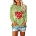 thumbnail image 1 of Womens Long Sleeve Tops Valentine's Day Crewneck Sweatshirts Shirts Trendy Fall Outfits Green XL, 1 of 5