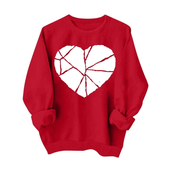 Womens Long Sleeve Tops, Valentines Day Sweatshirts for Women Cute Love Heart Grahic Print Shirts Casual Valentine Long Sleeve Pullover Tops