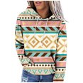 thumbnail image 1 of Womens Long Sleeve Tops Western Aztec Hoodie Ethnic Print Hoodie Pullover Cowgirl Rhombus Printed Hooded Sweatshirt Tops Womens Clothing Cheap, 1 of 6