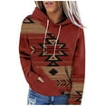 thumbnail image 1 of Womens Long Sleeve Tops Western Aztec Hoodie Ethnic Print Hoodie Pullover Cowgirl Rhombus Printed Hooded Sweatshirt Tops Womens Clothing Cheap, 1 of 5