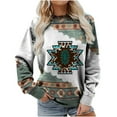 thumbnail image 1 of Womens Long Sleeve Tops Western Aztec Sweatshirt Crewneck Cowgirl Clothes Casual Loose Fit Tops Fashion Lightweight Tops Womens Clothing Cheap, 1 of 5