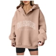 thumbnail image 1 of Womens Long Sleeve Tops Winter Oversized Hooded Cap Cold Shoulder Hoody Graphic Leisure Cotton Sweatshirts Sweatshirt(Khaki,XL), 1 of 4