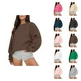 thumbnail image 1 of Womens Long Sleeve Tops Women's Solid Color Sweatshirt Women Long Sleeve Sweatshirt Casual Crewneck Loose Fit Pollover Hoodie Fall Tops, 1 of 7