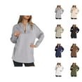 thumbnail image 1 of Womens Long Sleeve Tops Women's Solid Color Sweatshirt Women’s Fall/Winter Half Zip Hoodie – High Neck Pullover Sweatshirt With Zipper, 1 of 4