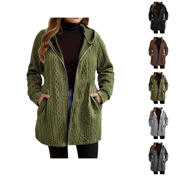 Womens Long Sleeve Tops Women's Solid Sweatshirt Women's Casual Hooded Sweatshirt Fall Winter Fashion Solid Color Wavy Pocket Loose Fit Hoodie For Daily Wear