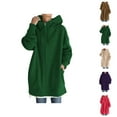 thumbnail image 1 of Womens Long Sleeve Tops Women's Solid Sweatshirt Women's Solid Color Zippered Hooded Longline Lined Streetwear Pullover Jacket, 1 of 6