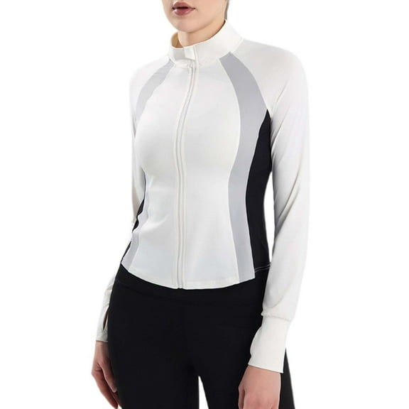 Womens Long Sleeve Tops Women's Tops Women's Fashion Basic Stand Collar Long Sleeve T Shirt Color Block Zip Up Casual Top For Daily Wear And Outdoor Activities