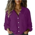 thumbnail image 1 of Womens Long Sleeve Tops, Womens Loose Long Sleeve Button Down Shirts with Pockets Wrinkle Free Solid Work Blouse Casual Business Outfits, 1 of 6