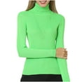 thumbnail image 1 of Womens Long Sleeve Turtle Neck Tops Solid Color Basic Slim Fitted Shirts Ribbed Sweater Jumpers Knit Tops (Green 2XL), 1 of 3