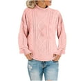 thumbnail image 1 of Womens Long Sleeve Turtleneck Sweaters Textured Knitted Sweater Solid Color Pullover Jumper Tops Autumn Winter, 1 of 7