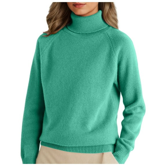 Womens Long Sleeve Turtleneck Sweaters Tops Loose Green Sweaters Women Soft Women's Winter Clothes