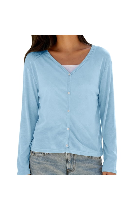 Womens Long Sleeve UV Sun Protection Shirts Button Down Open Front Tops Lightweight Cardigan for Daily Wear