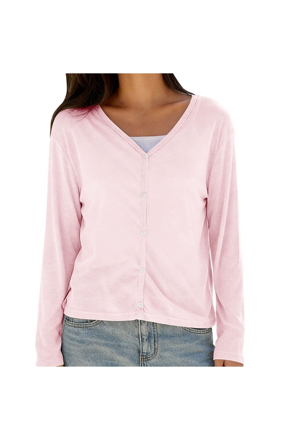 Womens Long Sleeve UV Sun Protection Shirts Button Down Open Front Tops Lightweight Cardigan for Daily Wear