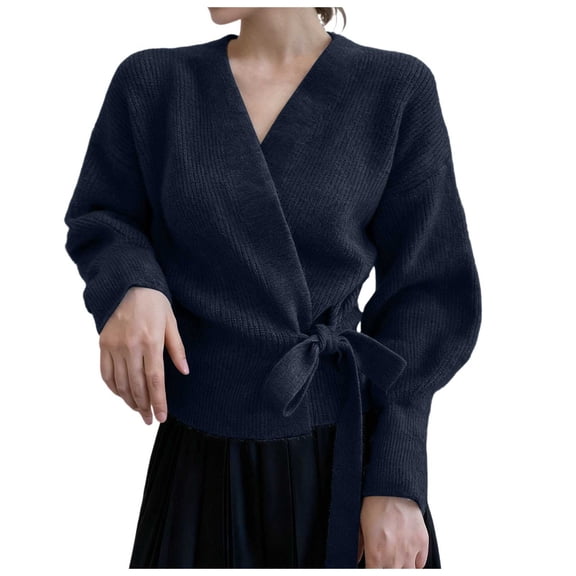 Womens Long Sleeve V Neck Cardigan Top Sweater Fitted Black Sweater for Women Soft Fashion Sweaters for Women