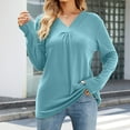 thumbnail image 1 of Womens Long Sleeve V-Neck Loose Sweatshirt Solid Blouse Tops, 1 of 6