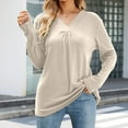 thumbnail image 1 of Womens Long Sleeve V-Neck Loose Sweatshirt Solid Blouse Tops, 1 of 6