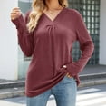 thumbnail image 1 of Womens Long Sleeve V-Neck Loose Sweatshirt Solid Blouse Tops, 1 of 6