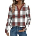 thumbnail image 1 of Womens Long Sleeve V Neck Shirts 2025 Fall Tunic Tops Plaid Print Blouses Dressy Casual Work Blouses, 1 of 4