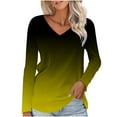 thumbnail image 1 of Womens Long Sleeve V Neck Soft T Shirts Plain Tunic Casual Loose Fit Tops Spring Basic Tees (Small, Yellow), 1 of 5