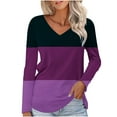 thumbnail image 1 of Womens Long Sleeve V Neck Soft T Shirts Plain Tunic Casual Loose Fit Tops Spring Basic Tees (X-Large, Purple 02), 1 of 5
