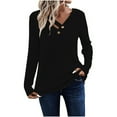 thumbnail image 1 of Womens Long Sleeve V Neck T Shirts 2025 Casual Basic Ribbed Knit Work Tops, 1 of 5