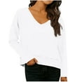 thumbnail image 1 of Womens Long Sleeve V Neck T Shirts Solid Color Casual Flowy Shirt Spring Fall Fashion Loose Fit Basic Tees Tops, 1 of 6
