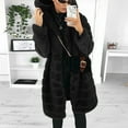 thumbnail image 1 of Womens Long Sleeve Winter Warm Lapel Fox Faux Fur Coat Jacket Overcoat Outwear with Pockets,Fall Open Front Cardigan Faux Fur Coat Parka Shaggy Jacket Black L, 1 of 4