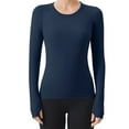 thumbnail image 1 of Womens Long Sleeve Workout Tops Seamless Compression Athletic Shirts Slim Fit Stretch Yoga Gym Sports Breathable Tees, 1 of 3