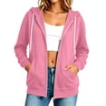 thumbnail image 1 of Womens Long Sleeve Zip Up Hoodies Plus Size Drawstring Comfy Tunic Sweatshirt Casual Lightweight Fall Jackets with Pockets, 1 of 8
