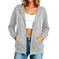 thumbnail image 1 of Womens Long Sleeve Zip Up Hoodies Plus Size Drawstring Comfy Tunic Sweatshirt Casual Lightweight Fall Jackets with Pockets, 1 of 8