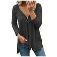 thumbnail image 1 of Womens Long Sleeve Zipped V Neck Plaid Tunic Blouses Ladies Sweatshirts Casual Work Chiffon Top, 1 of 5