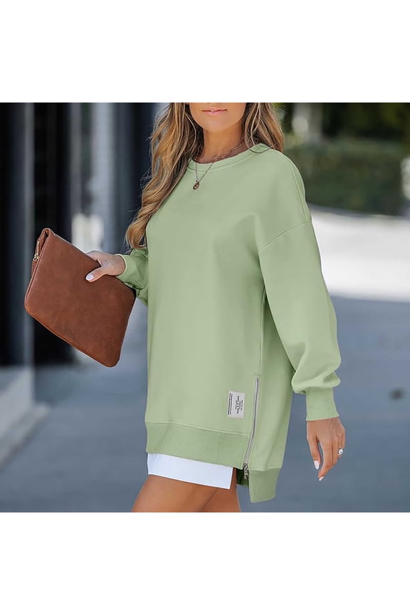 Womens Long Sleeve Zipper Slit Sweatshirt Casual Pullover Zipper Hoodies Light Hoodie Decorative Hoodies Beach Hoodies Women Hoodies Female Fit Apparel Knit Sleeve Ladies Zip up Hoodie Fuzzy Pullover