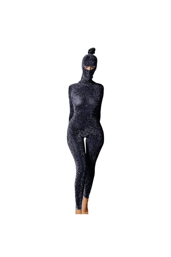 Womens Long Sleeved High Neck Halter Back Sports Jumpsuit