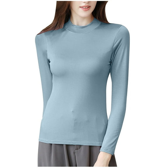 Womens Long Sleeved Shirts Half High Collar Sleeping Blouses Home Cotton Shirt with Chest Cushion Solid Color Slim Blouse Pullover Top Green XXL