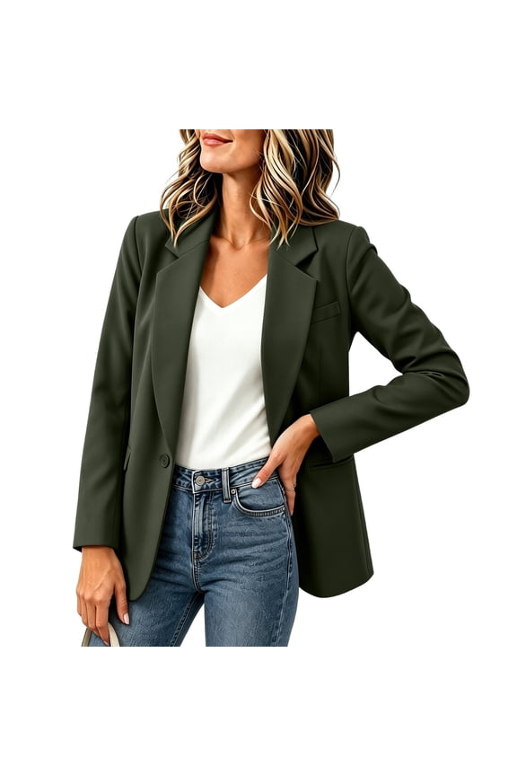 Womens Long Sleeved Top Baeitkot Womens Olid Color Casual Long Sleeved Cardigan with Pockets Blazer Jacket Top Green S