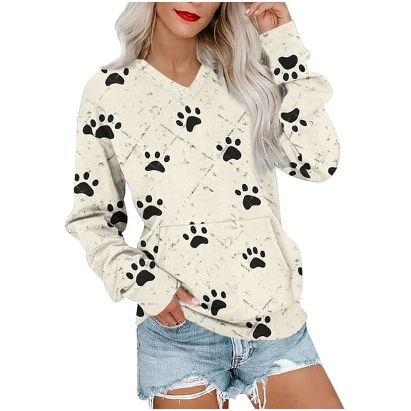 Womens Long Sleeves Shirts V-Neck Sweatshirts Pullover Casual Fashion Printed Blouses Tunic Tops Fall Loose Dressy Sweatshirt for Women