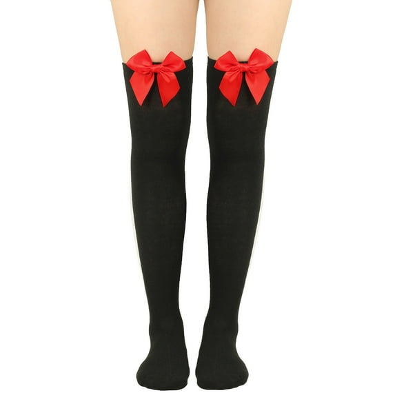 Womens Long Socks Bowknot Pure Color Socks Thigh High Socks Over The Knee Socks Festival Christmas