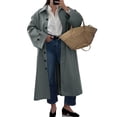 thumbnail image 1 of Womens Long Trench Coat Single Breasted Oversized Windproof Classic Lapel Fall Overcoat, 1 of 5