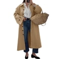 thumbnail image 1 of Womens Long Trench Coat Single Breasted Oversized Windproof Classic Lapel Fall Overcoat, 1 of 5