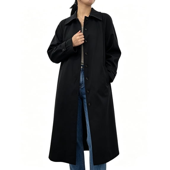 Womens Long Trench Coat Single Breasted Oversized Windproof Classic Lapel Fall Overcoat
