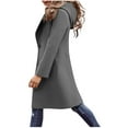 thumbnail image 1 of Womens Long Trench Coat Solid Color Loose Long Sleeve Lapel Collar Hooded Jackets Fall Winter Elegant Outerwear New Fall Clothes for Women Gray S, 1 of 9