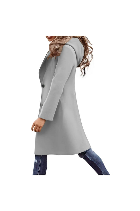 Womens Long Trench Coat Solid Color Loose Long Sleeve Lapel Collar Hooded Jackets Fall Winter Elegant Outerwear New Womens Jackets Fall Fashion White S